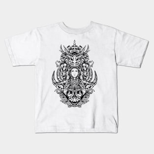 dragon skull with woman tattoos Kids T-Shirt